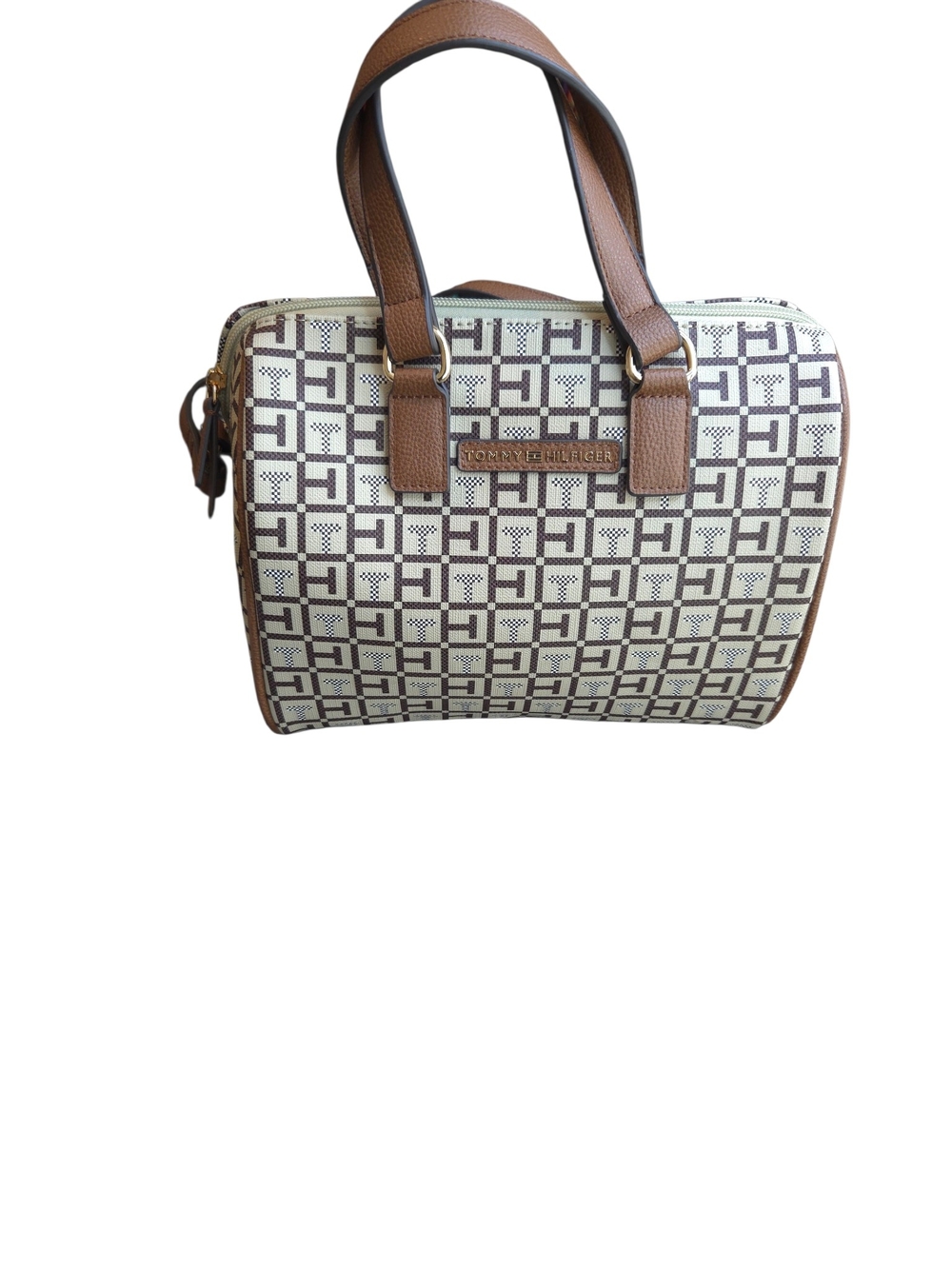 Tommy‎ Hilfiger Brown & Cream Monogram Purse with Shoulder Strap